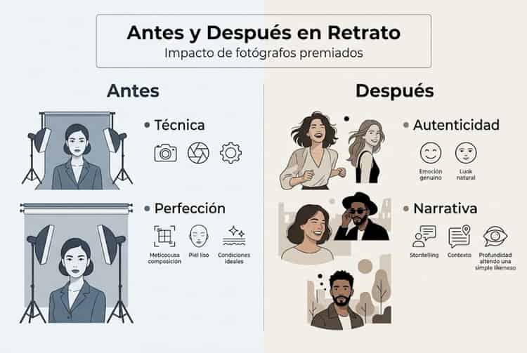 Infografik darüber, wie sich das fotografische Porträt im Laufe der Zeit verändert hat